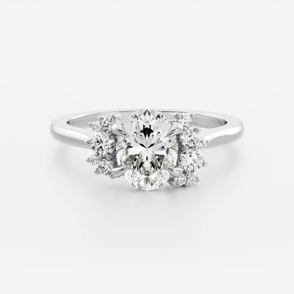 1 CT Oval Cluster Moissanite Engagement Ring