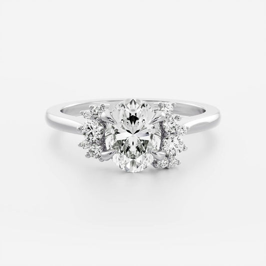 1 CT Oval Cluster Moissanite Engagement Ring