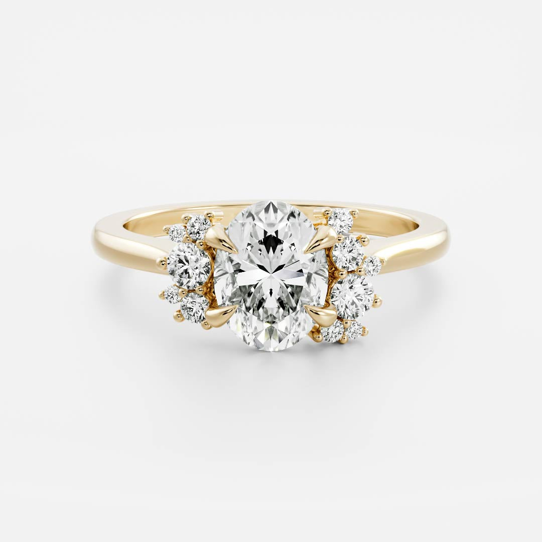 1 CT Oval Cluster Moissanite Engagement Ring