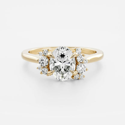 1 CT Oval Cluster Moissanite Engagement Ring
