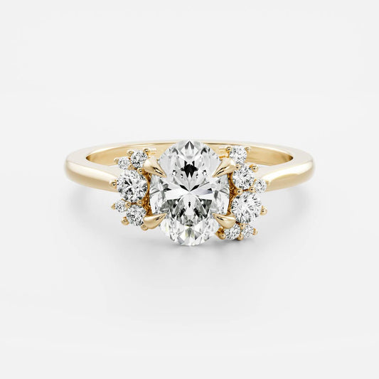 1 CT Oval Cluster Moissanite Engagement Ring