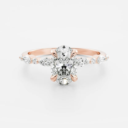 1.5 CT Oval Pave Moissanite Engagement Ring