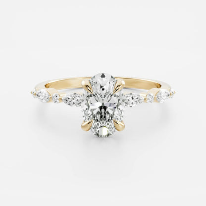 1.5 CT Oval Pave Moissanite Engagement Ring