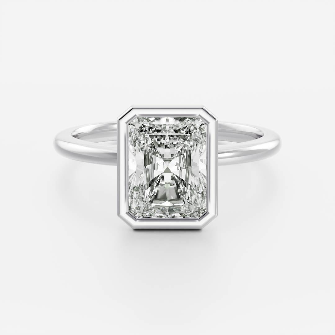 1 CT Radiant Bezel Moissanite Engagement Ring