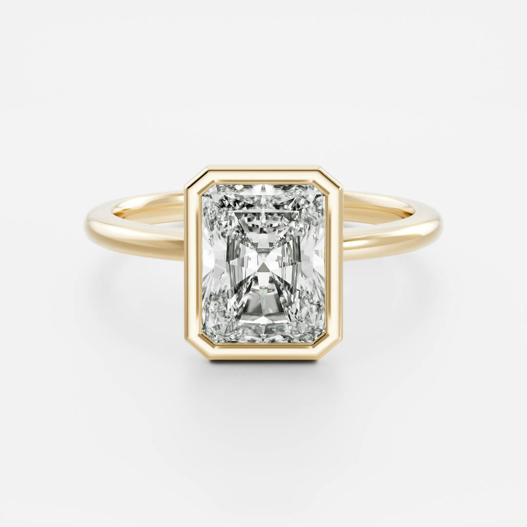1 CT Radiant Bezel Moissanite Engagement Ring