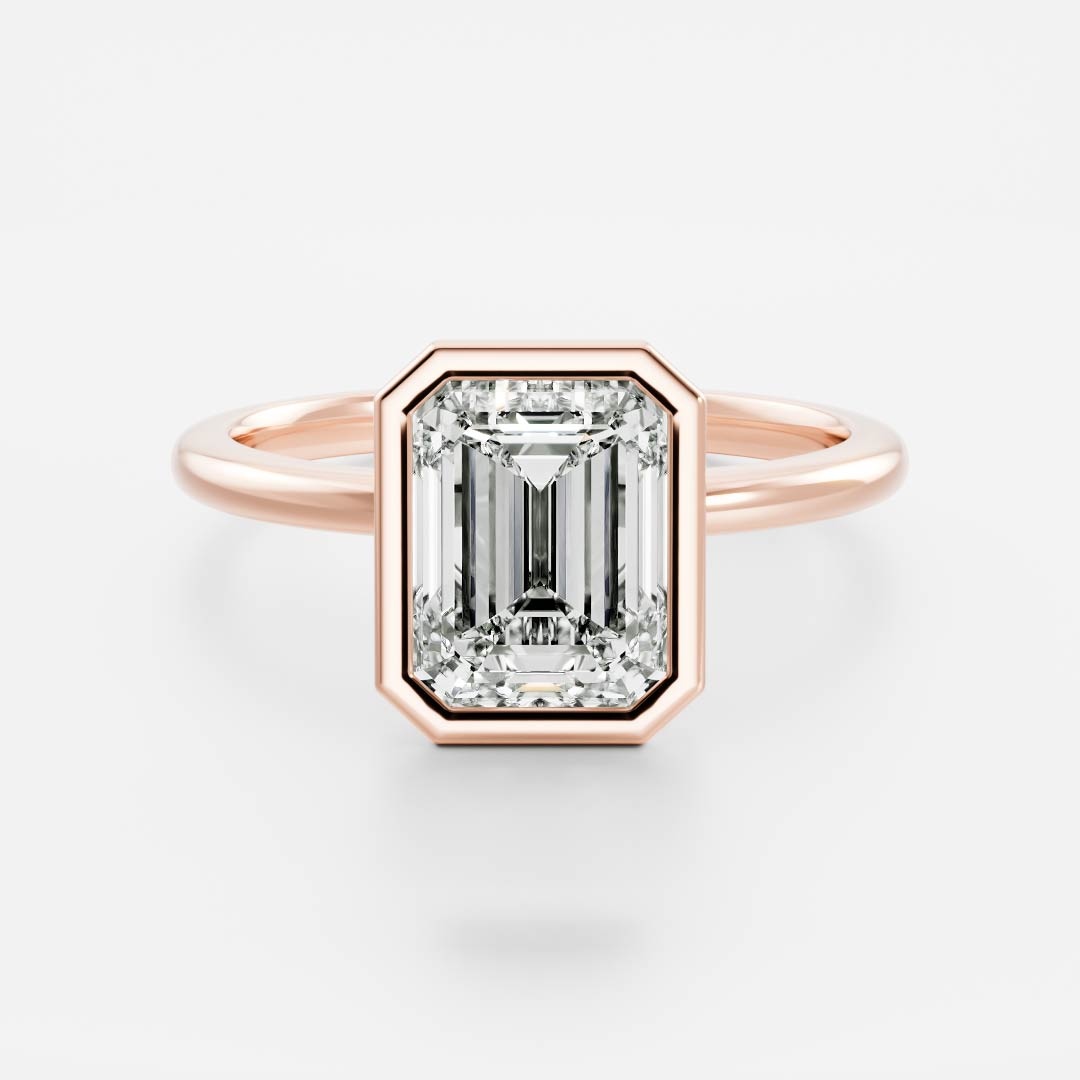 1 CT Emerald Bezel Moissanite Engagement Ring