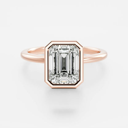 1 CT Emerald Bezel Moissanite Engagement Ring