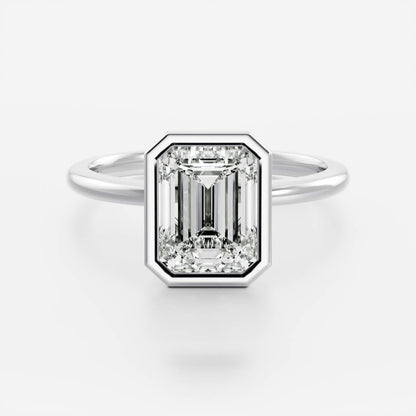 1 CT Emerald Bezel Moissanite Engagement Ring