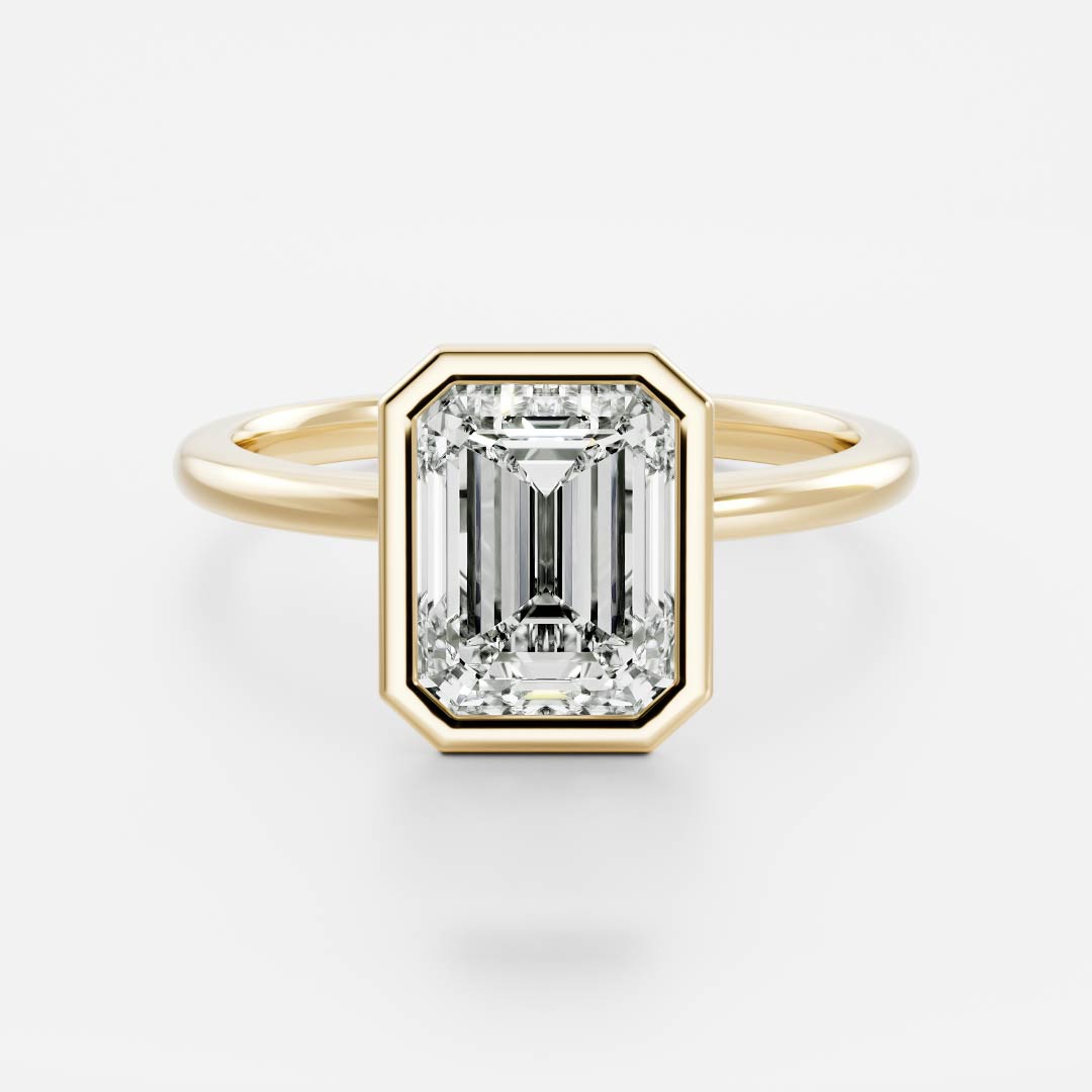 1 CT Emerald Bezel Moissanite Engagement Ring