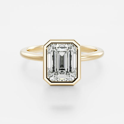 1 CT Emerald Bezel Moissanite Engagement Ring