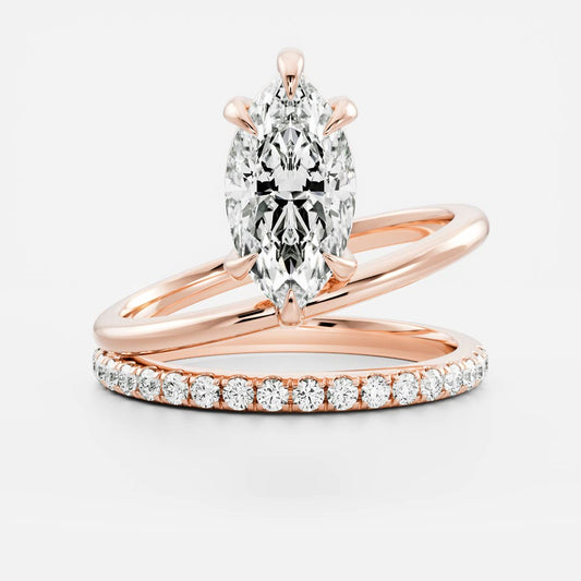 1.5 CT Marquise Double Shank & Pave Moissanite Engagement Ring
