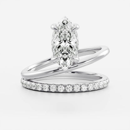 1.5 CT Marquise Double Shank & Pave Moissanite Engagement Ring