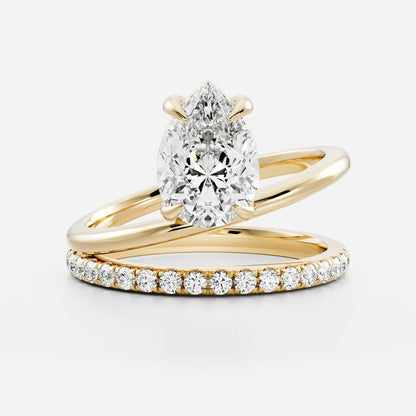 1.5 CT Pear Double Shank & Pave Moissanite Engagement Ring