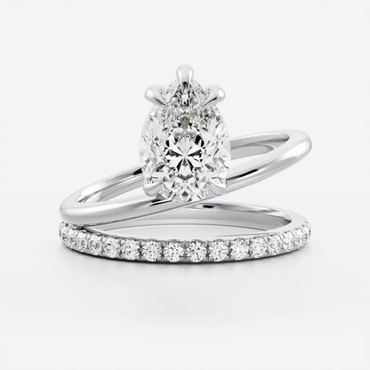 1.5 CT Pear Double Shank & Pave Moissanite Engagement Ring