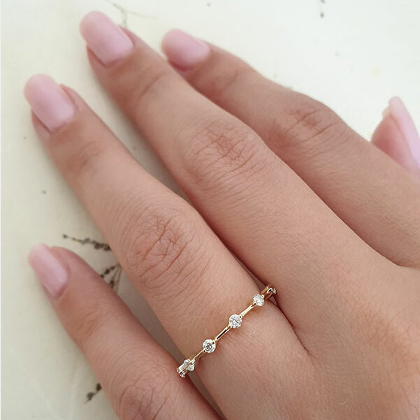 0.3 TCW Round Dainty Moissanite Wedding Band