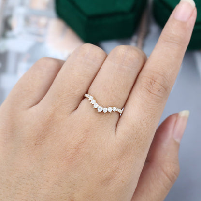 0.37 TCW Round Curved Moissanite Wedding Band