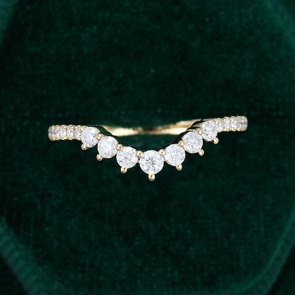 0.37 TCW Round Curved Moissanite Wedding Band