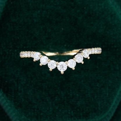 0.37 TCW Round Curved Moissanite Wedding Band