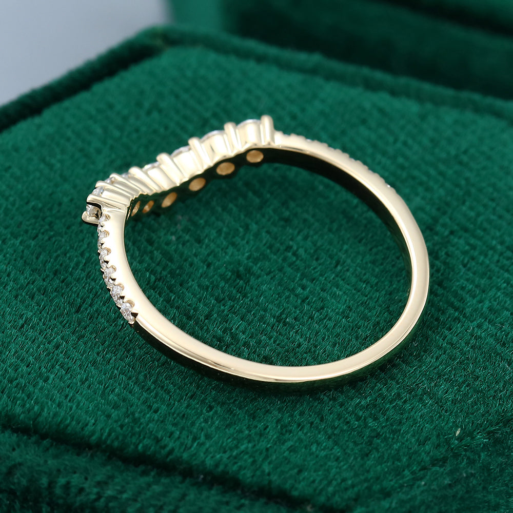 0.37 TCW Round Curved Moissanite Wedding Band