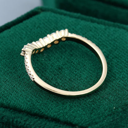 0.37 TCW Round Curved Moissanite Wedding Band