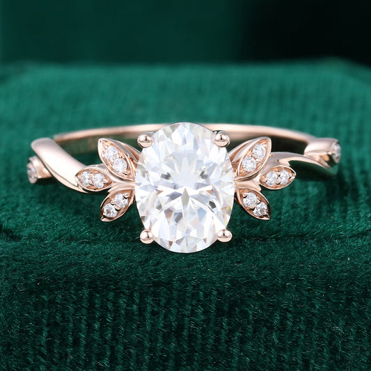 1.33 CT Oval Cluster Moissanite Engagement Ring