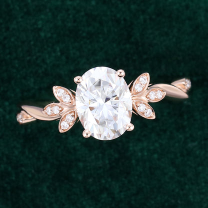 1.33 CT Oval Cluster Moissanite Engagement Ring