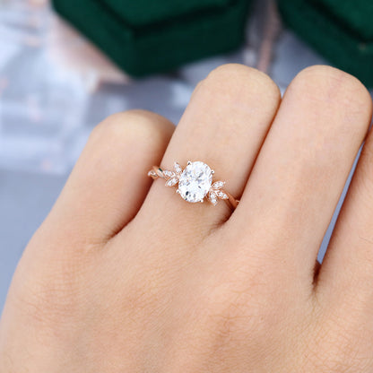 1.33 CT Oval Cluster Moissanite Engagement Ring