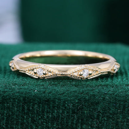 0.07 TCW Round Milgrain Moissanite Wedding Band