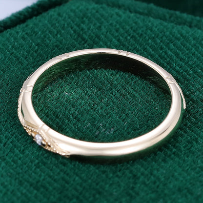 0.07 TCW Round Milgrain Moissanite Wedding Band