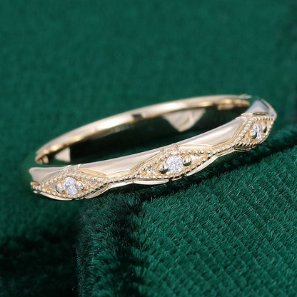 0.07 TCW Round Milgrain Moissanite Wedding Band