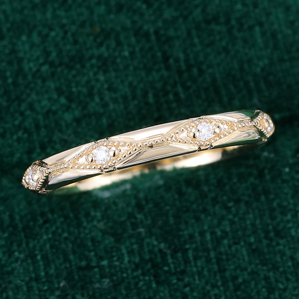 0.07 TCW Round Milgrain Moissanite Wedding Band