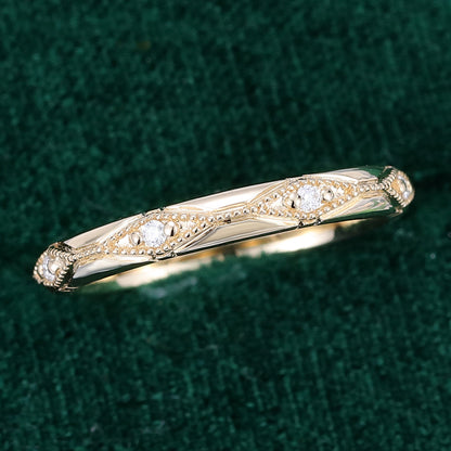 0.07 TCW Round Milgrain Moissanite Wedding Band