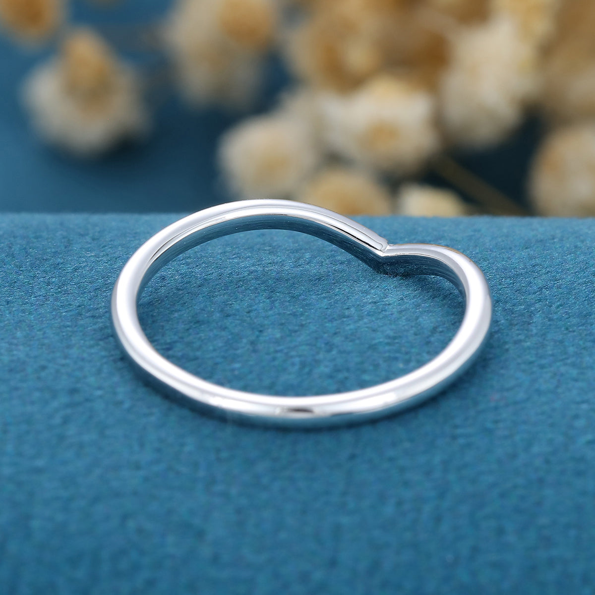 0.01 TCW Round Curved Moissanite Wedding Band