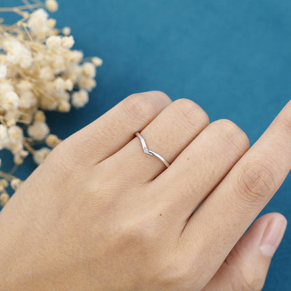 0.01 TCW Round Curved Moissanite Wedding Band