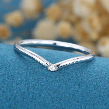 0.01 TCW Round Curved Moissanite Wedding Band