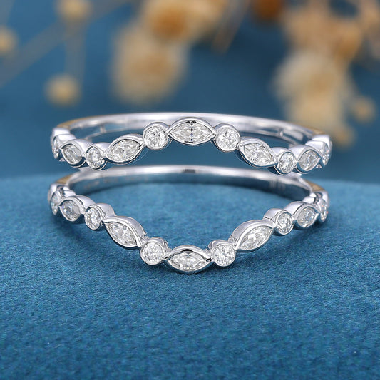 3.6 TCW Round & Marquise Double Curved Moissanite Wedding Band