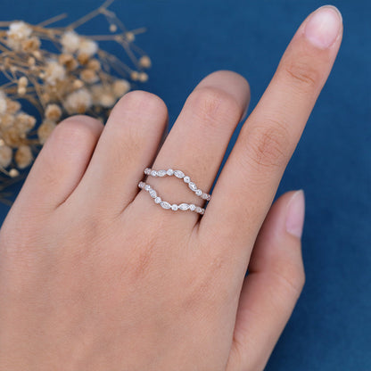 3.6 TCW Round & Marquise Double Curved Moissanite Wedding Band