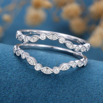 3.6 TCW Round & Marquise Double Curved Moissanite Wedding Band