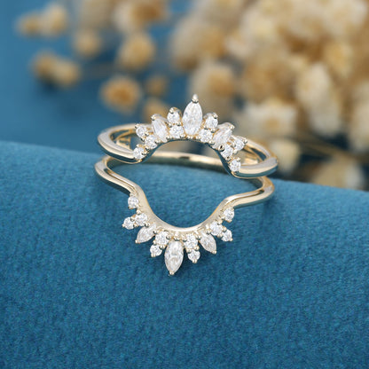 3.8 TCW Round Marquise & Pear Curved Moissanite Wedding Band