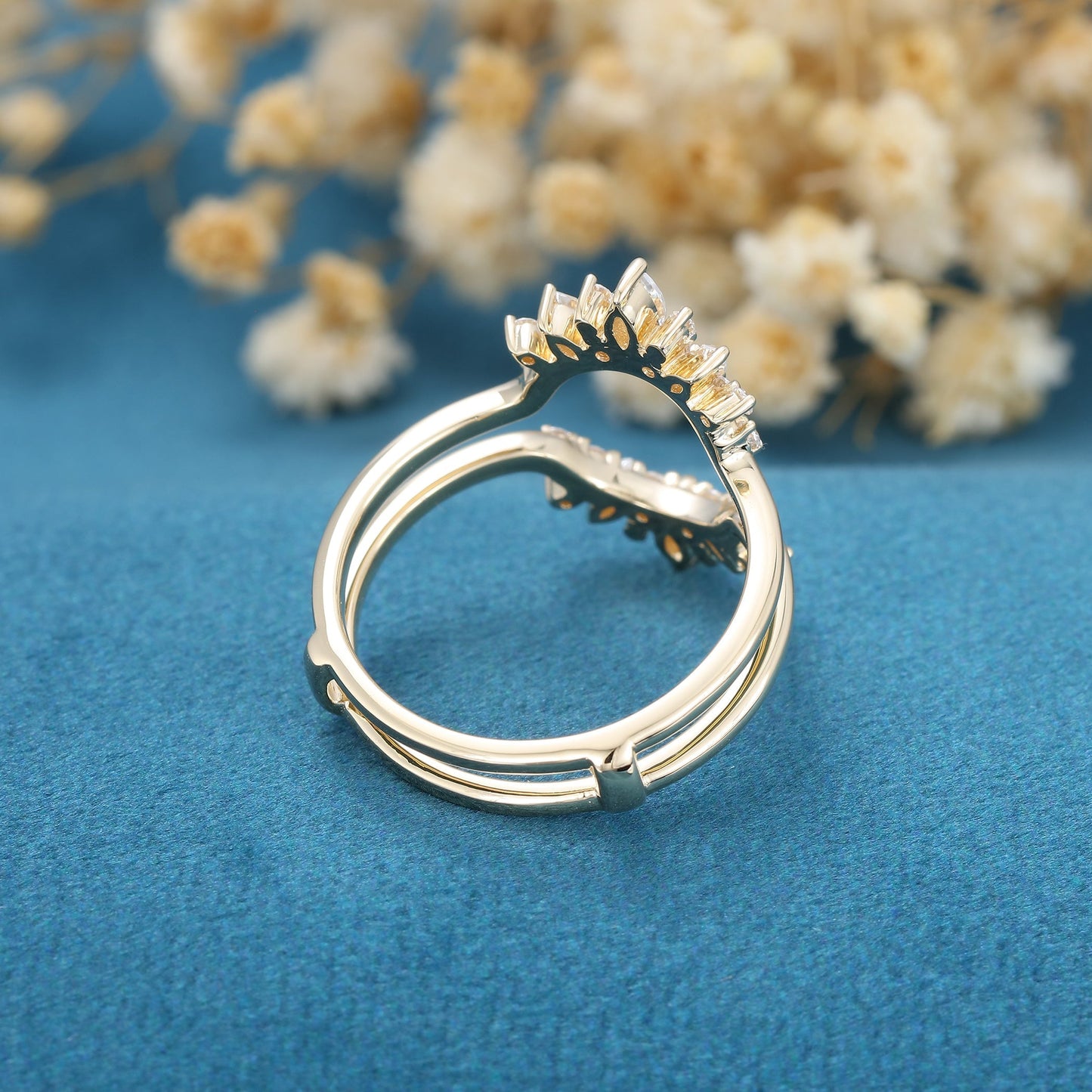 3.8 TCW Round Marquise & Pear Curved Moissanite Wedding Band