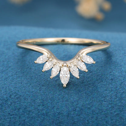 1.7 TCW Marquise Curved Moissanite Wedding Band