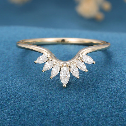 1.7 TCW Marquise Curved Moissanite Wedding Band