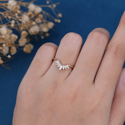 1.7 TCW Marquise Curved Moissanite Wedding Band