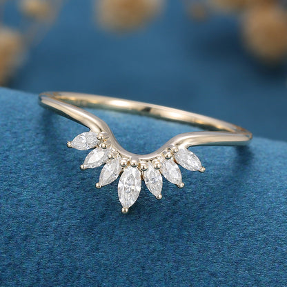 1.7 TCW Marquise Curved Moissanite Wedding Band