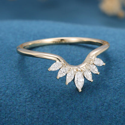 1.7 TCW Marquise Curved Moissanite Wedding Band
