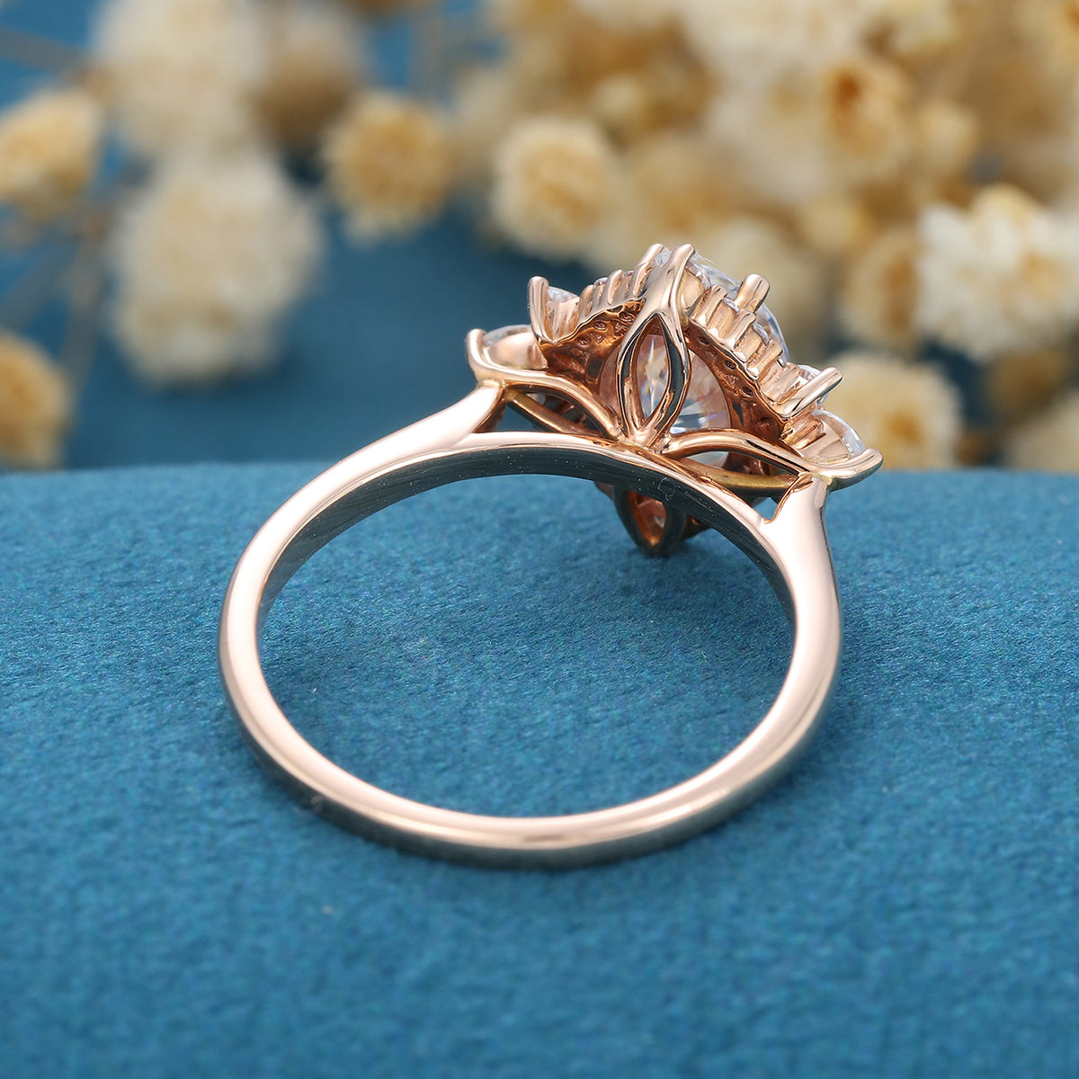 0.84 CT Oval Cluster Moissanite Engagement Ring