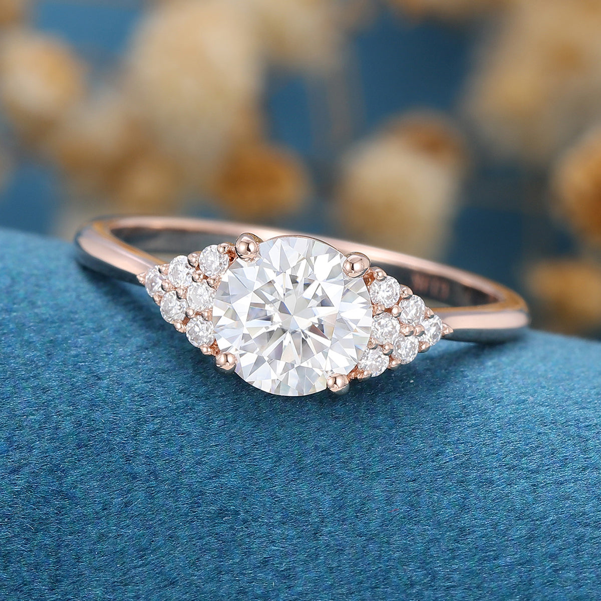 0.68 CT Round Cluster Moissanite Engagement Ring