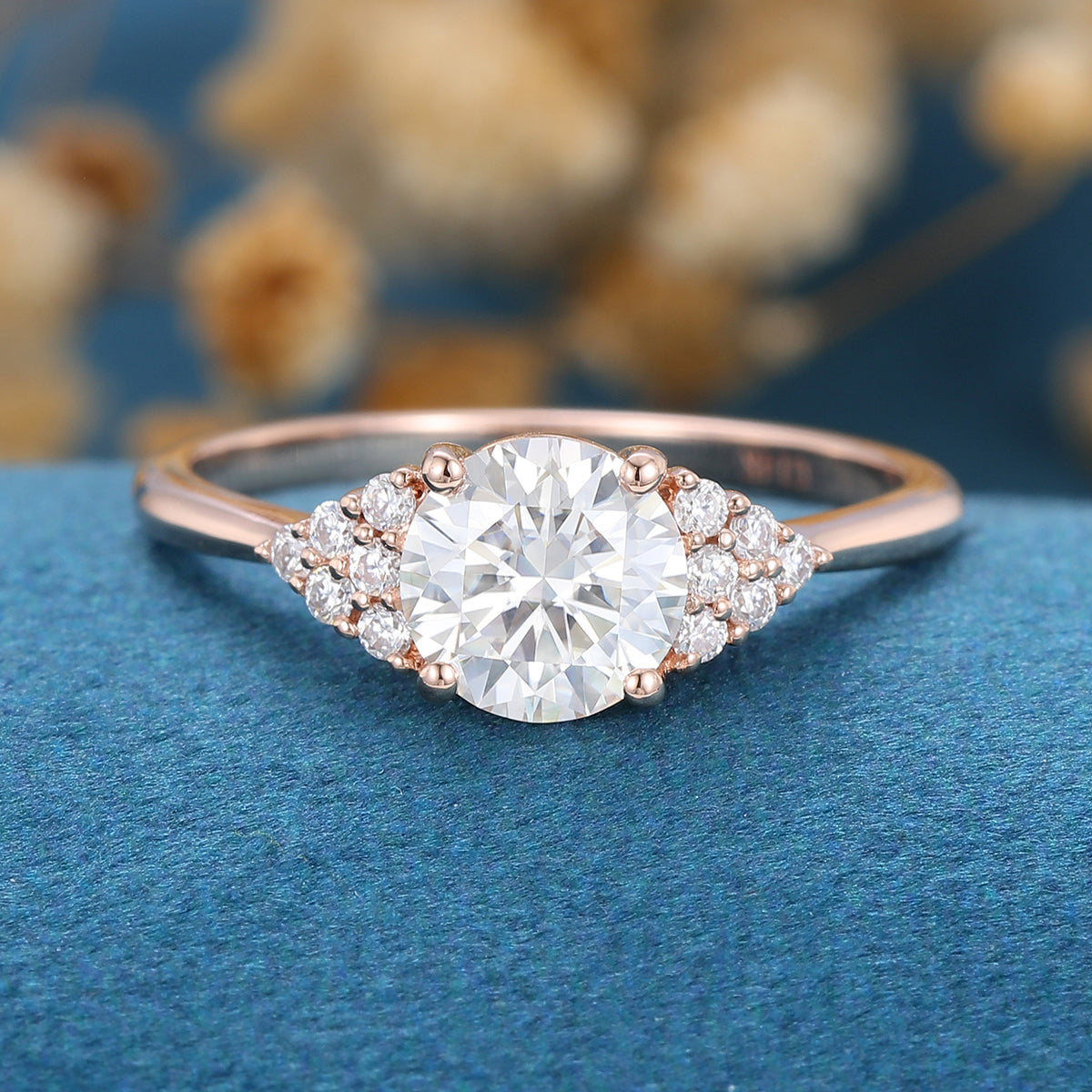 0.68 CT Round Cluster Moissanite Engagement Ring