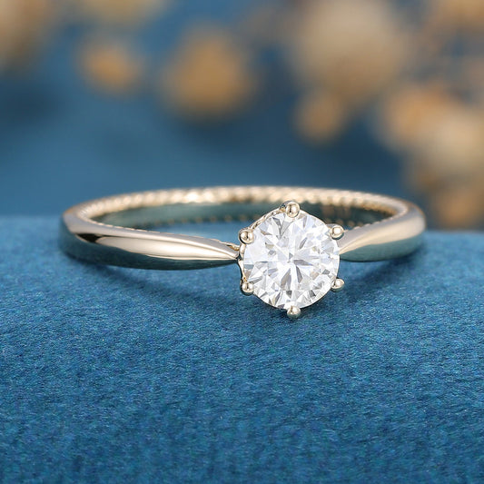 0.41 CT Round Solitaire Moissanite Engagement Ring