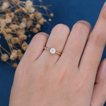 0.41 CT Round Solitaire Moissanite Engagement Ring